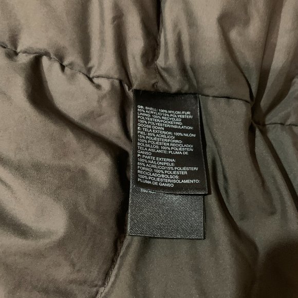 The North Face Goose Down Long Parka Coat Brown Hooded Fur Women's Size Large - Picture 6 of 10